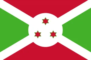 Drapeau du Burundi avec étoiles rouges et vertes.