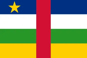 Drapeau de la Centrafrique avec une étoile jaune.