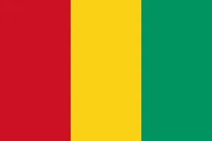 Drapeau Guinée avec bandes verticales rouge, jaune, verte.