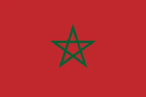 Drapeau du Maroc, étoile verte sur fond rouge.