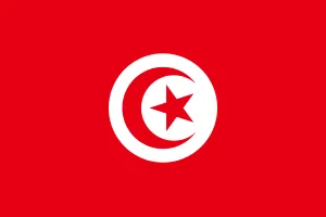 Drapeau de la Tunisie avec étoile et croissant.